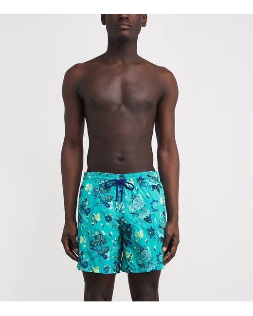Vilebrequin Blue Embroidered Mistral Swim Shorts for men