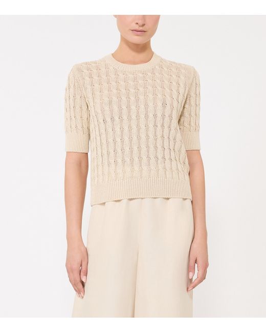 Max Mara Natural Linen Cable-Knit Sweater