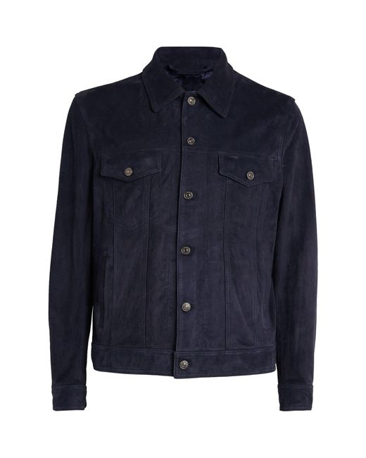 7 For All Mankind Blue Suede Trucker Jacket for men