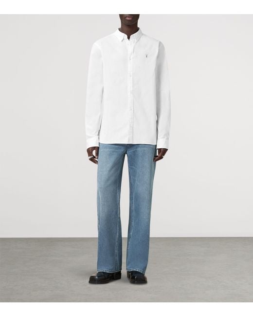 AllSaints White Stretch-Cotton Hawthorne Shirt for men