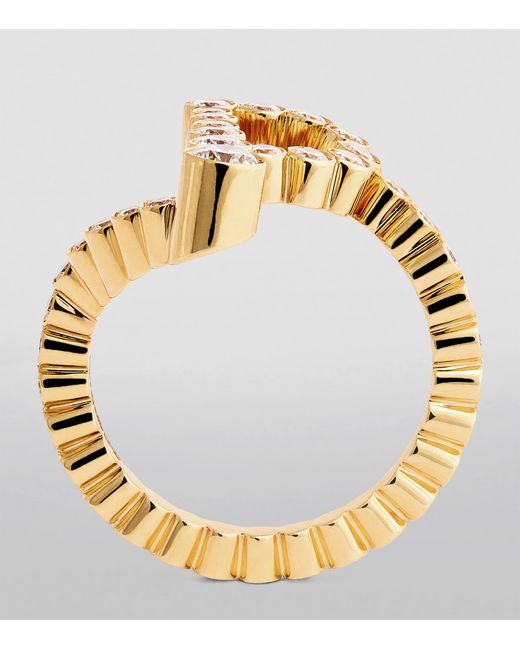 Sophie Bille Brahe Metallic And Diamond Ensemble 'P' Ring
