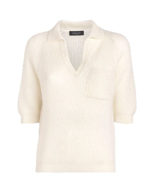 Fabiana Filippi White Knitted Sequin Polo Sweater