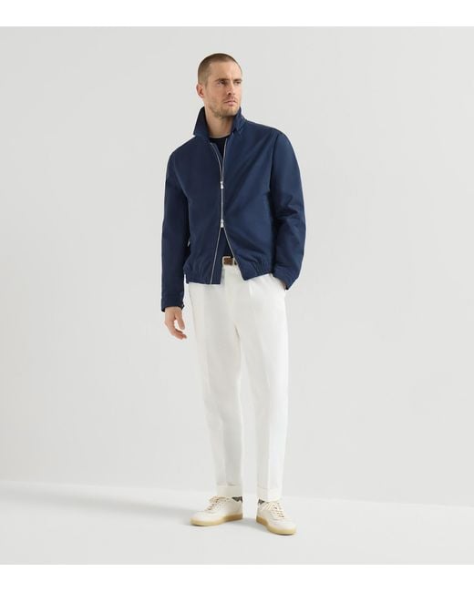 Brunello Cucinelli Blue Water-Resistant Blouson Jacket for men