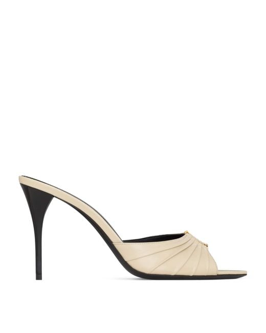 Saint Laurent White Leather Babylone Sandals 90