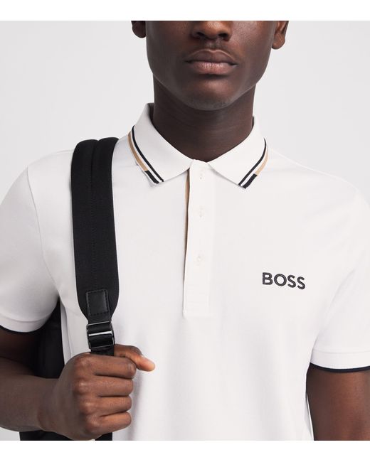 Boss White Cotton-Blend Paddy Polo Shirt for men