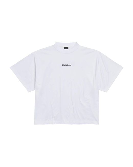 Balenciaga White Logo Cropped T-Shirt