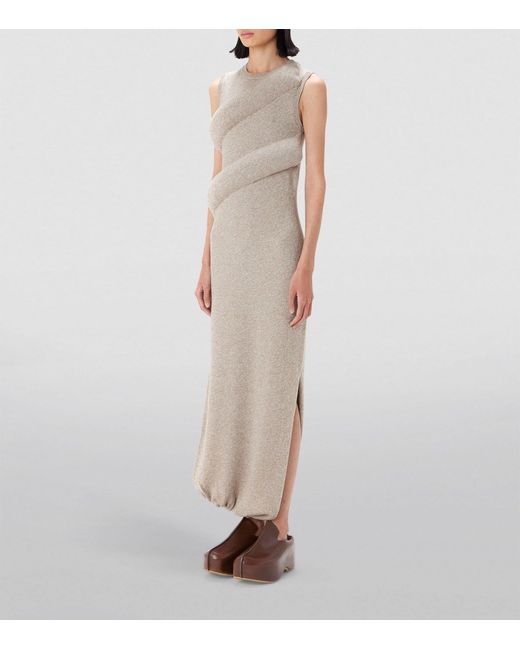 J.W. Anderson Natural Knitted Padded Twist Midi Dress
