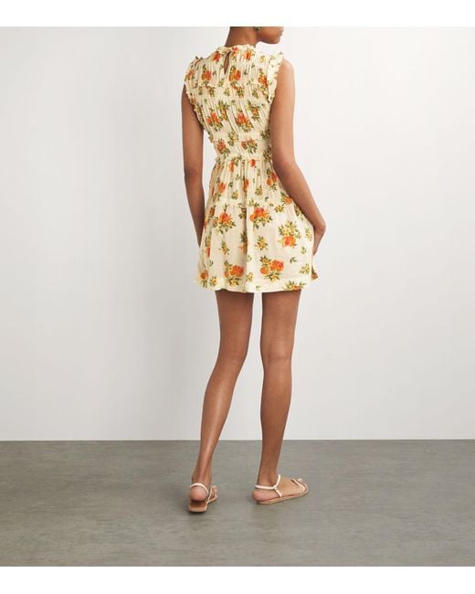 Doen Metallic Orangerie Floral Print Martha Mini Dress