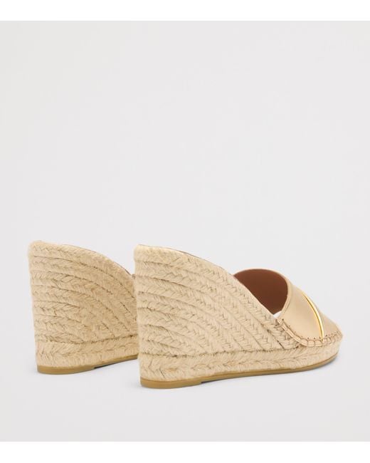 Malone Souliers Natural Metallic Leather Soleil Wedge Espadrilles 85