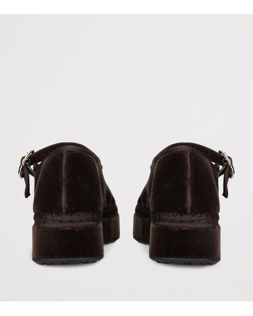 Flabelus Black Velvet Double Mary Jane Flats