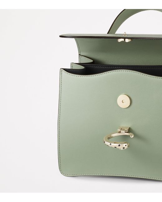 Cartier Green Small Leather Panthère C De Top-Handle Bag