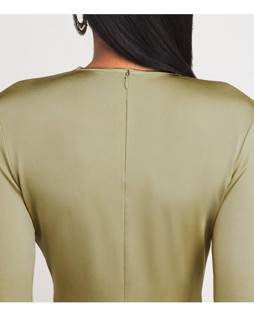 Victoria Beckham Green Long-Sleeve V-Neck Gown