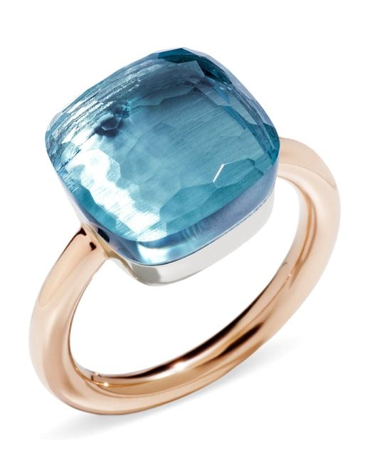 Pomellato Blue Rose And Sky Topaz Nudo Ring