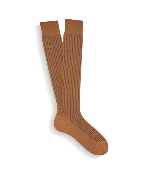 Zegna Brown Cotton-blend Foliage Socks for men