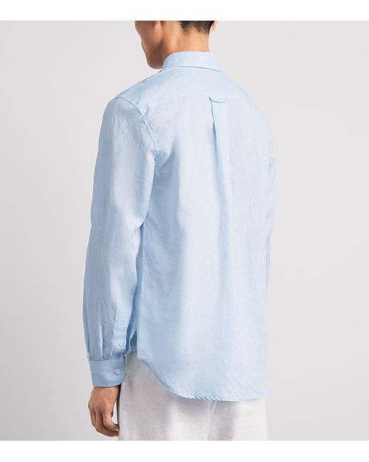 Derek Rose Blue Linen Monaco Shirt for men