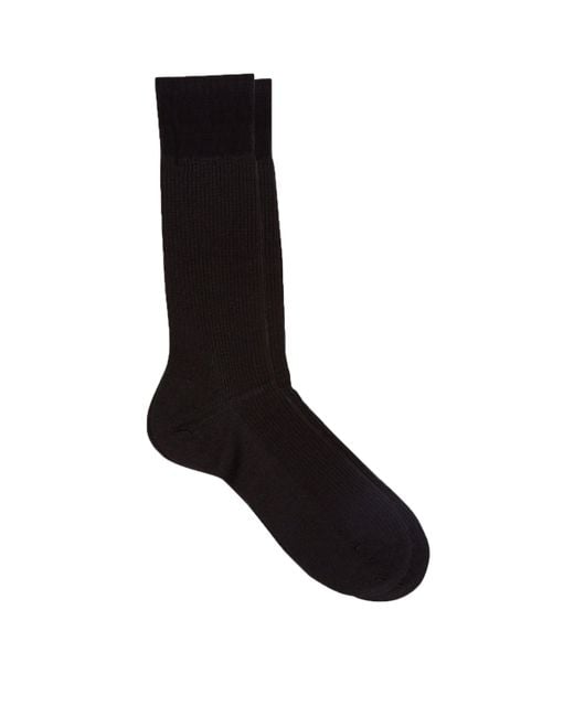 Pantherella Black Merino Wool-Blend Short Socks for men