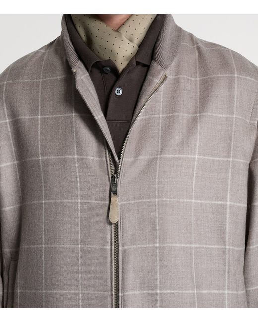 Dunhill Gray Cashmere Check Print Athluxury Jacket for men