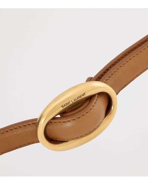 Saint Laurent Natural Leather Oval Buckle Belt