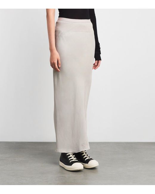 Rick Owens White Bias-Cut Maxi Skirt
