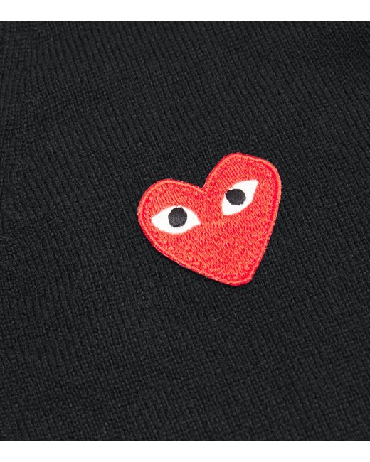 COMME DES GARÇONS PLAY Black Wool Heart Cardigan for men