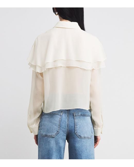 FRAME White Silk Cape Blouse