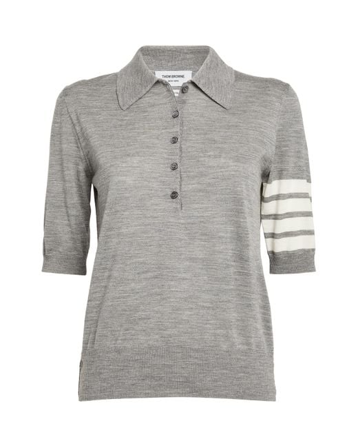 Thom Browne Gray 4-Bar Polo Shirt