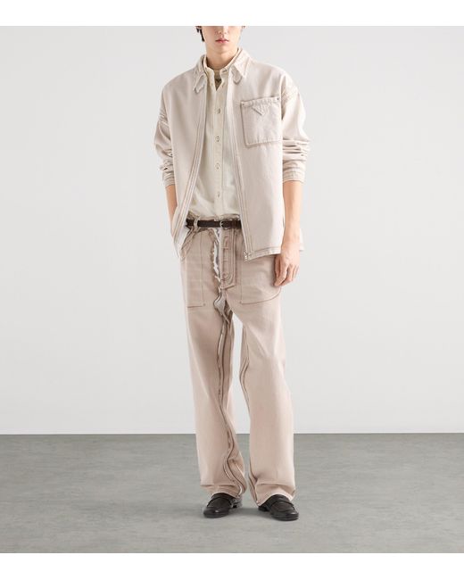 Prada Natural Denim Printed Shirt for men