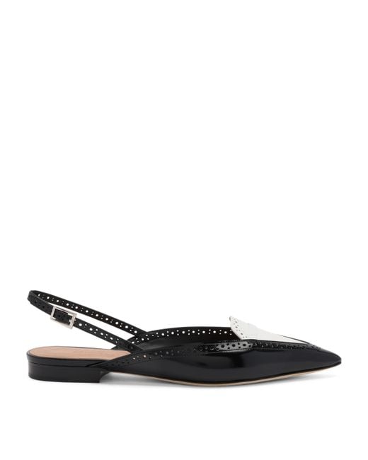 Malone Souliers Black Brushed Leather Laurie Slingback Flats