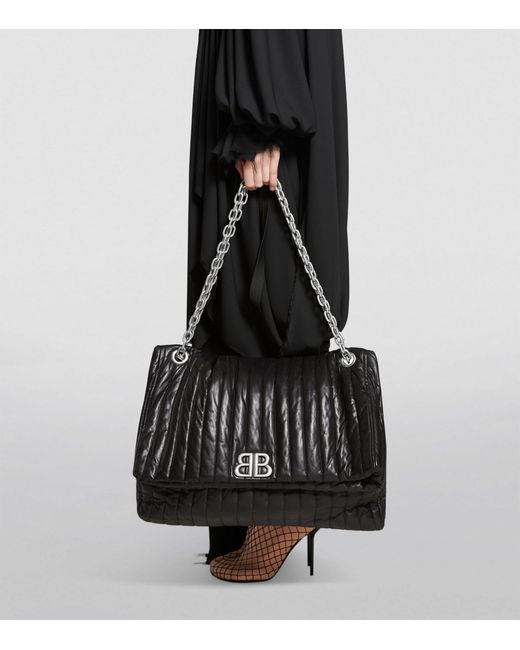 Balenciaga Black Large Quilted Leather Monaco Shoulder Bag