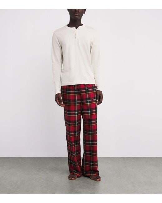 Skims Red Flannel Tartan Pyjama Trousers for men