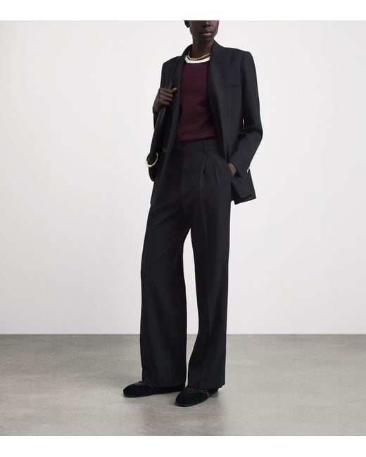 Sandro Black Wool Pleated Trousers