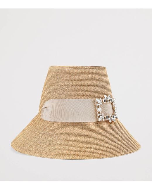 Roger Vivier Metallic Raffia Bucket Hat