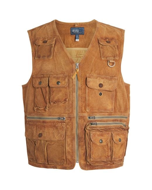 Polo Ralph Lauren Brown Suede Utility Gilet for men
