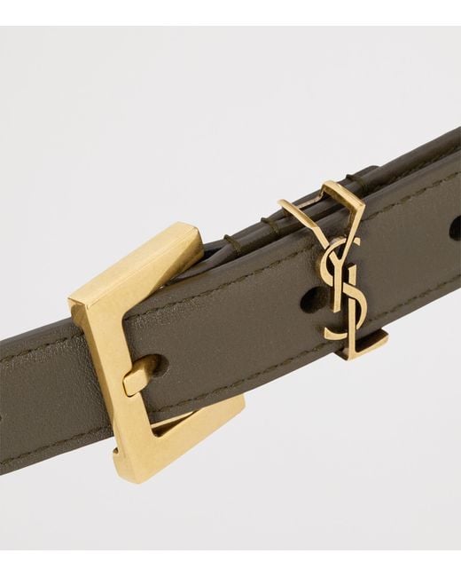 Saint Laurent Natural Leather Monogram Belt