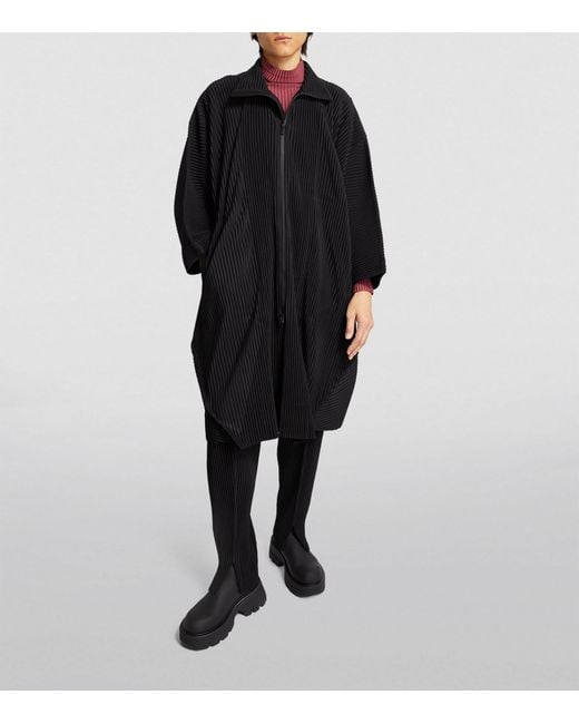 Homme Plissé Issey Miyake Black Pleated Cape Jacket for men