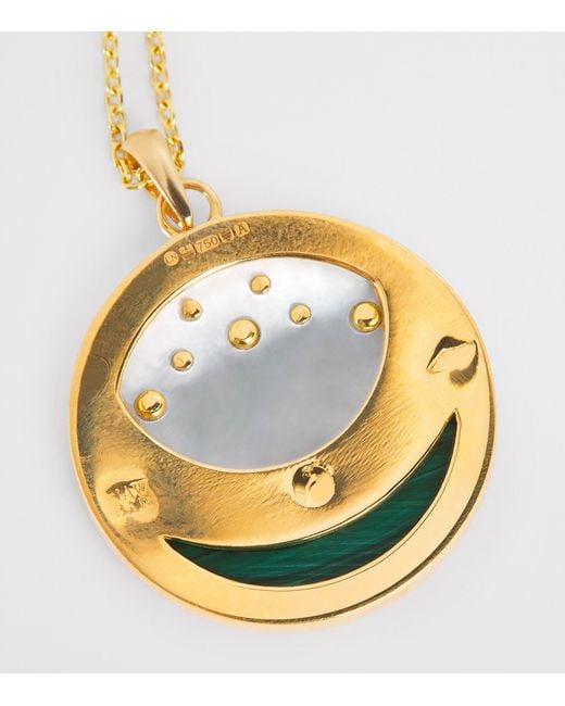 L'Atelier Nawbar Metallic Diamond, Malachite And Pearl N*93 Lotus Moon Necklace