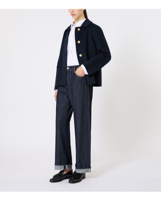 Max Mara Blue Virgin Wool Single-Breasted Jacket