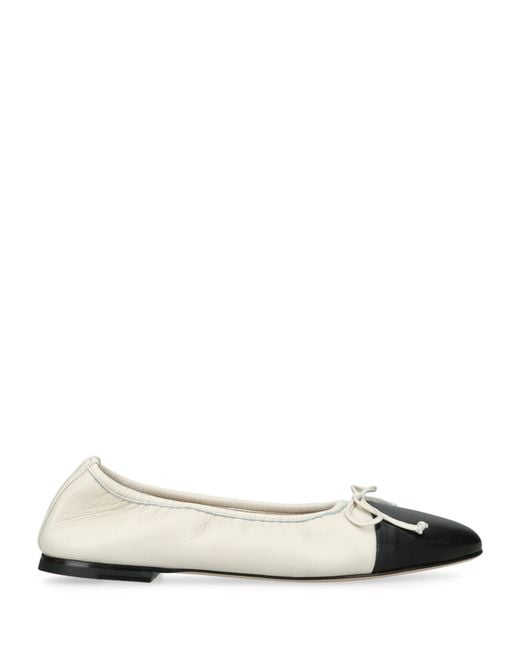 Dear Frances Natural Leather Gala Toe-Cap Ballet Flats