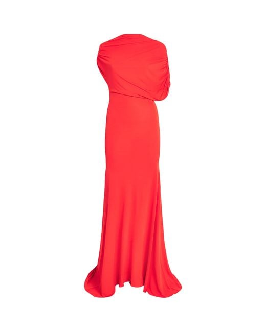 Alex Perry Red Jersey Draped Gown