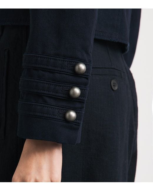ME+EM Blue Organic Twill Cropped Jacket