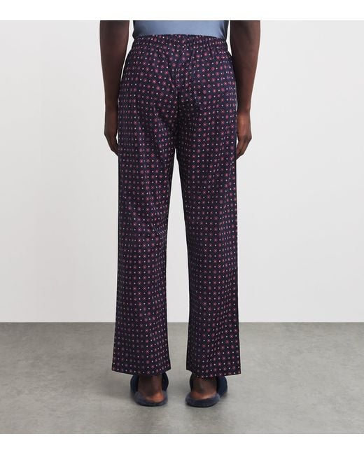Derek Rose Blue Cotton Nelson Lounge Trousers for men
