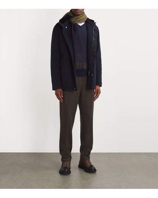 Johnstons Blue Superfine Cashmere V-Neck Sweater for men