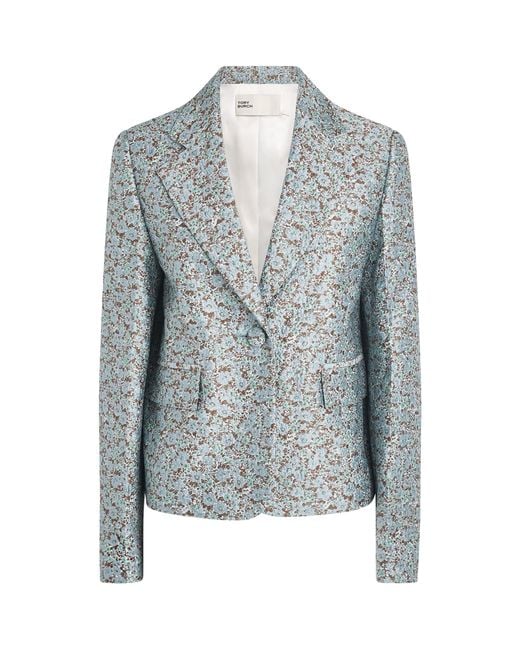 Tory Burch Blue Jacquard Blazer