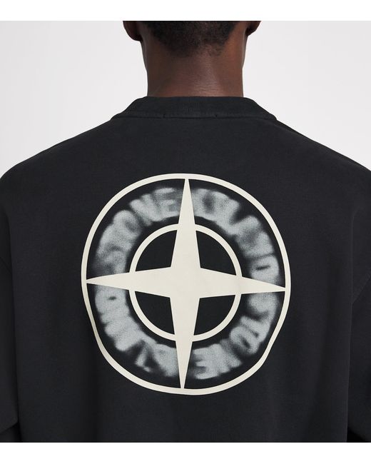 Stone Island Black Oversized Desert Print Sweatshirt for men