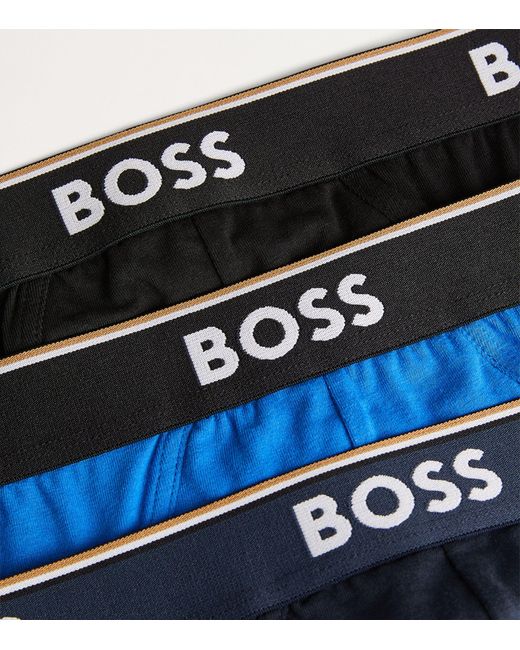 Boss Blue Stretch-cotton Power Briefs (pack Of 3) for men