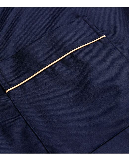 Derek Rose Blue Cashmere-Silk Piped Robe for men