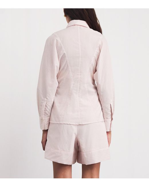 Claudie Pierlot Pink Cotton-Blend Stripe Shirt