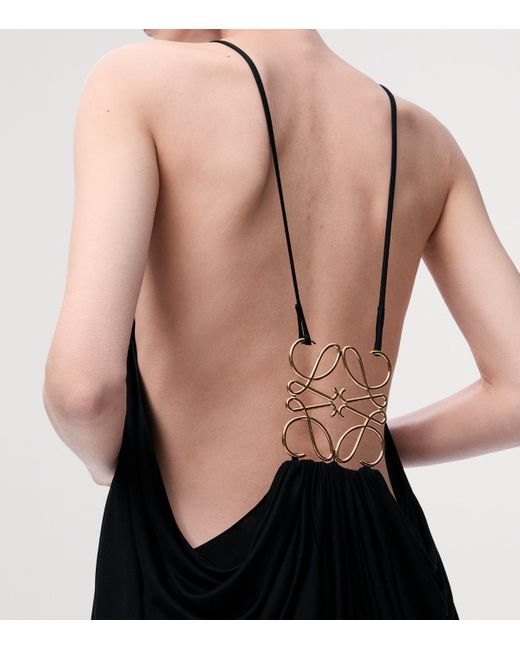 Loewe Blue Silk Draped Midi Dress