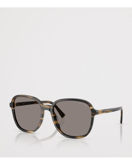 Miu Miu Gray Acetate Mu B01S Pillow Sunglasses for men