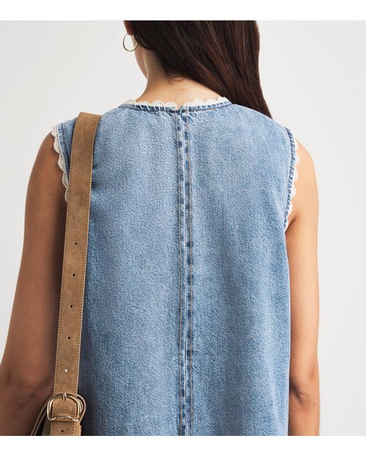 FRAME Blue Denim Crochet Tide Mini Dress